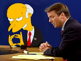 Photo: VP debate photo with Dick Cheney Photoshopped out and Mr. Burns from 'The Simpsons' in his place.