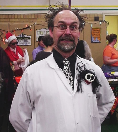 Photo: Dr. Robin Dawes in his 'scientist' getup.