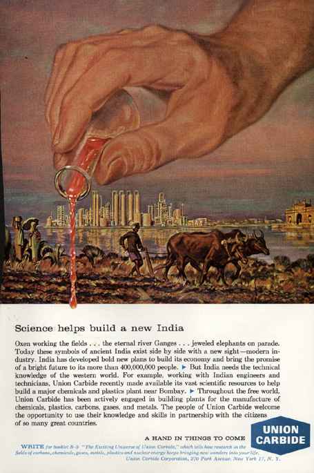 Picture: Old Dow advertisement featuring their work in India (pre-Bhopal).