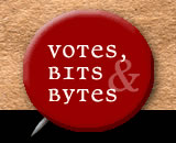 Graphic: 'Votes, Bits and Bytes' logo.