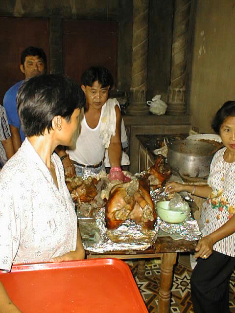 Photo: Lechon being served at my grandmother's house in San Juan, Batangas, Philippines.