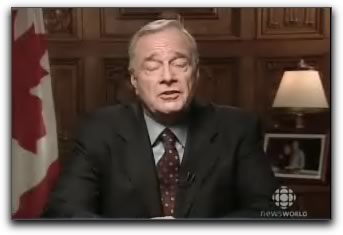 Photo: Still from Canadian Prime Minister Paul Martin's address to the nation.