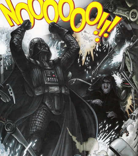 Comic panel: 'NOOOOOO' scene from 'Revenge of the Sith'.