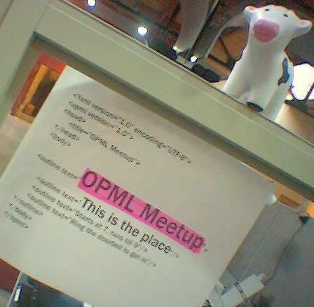 Photo: OPML Meetup poster and Squishy Cow.