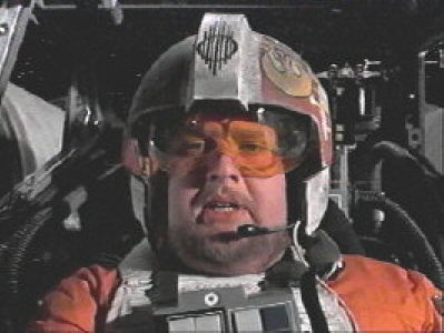 Photo: Porkins in the cockpit of his X-wing fighter.