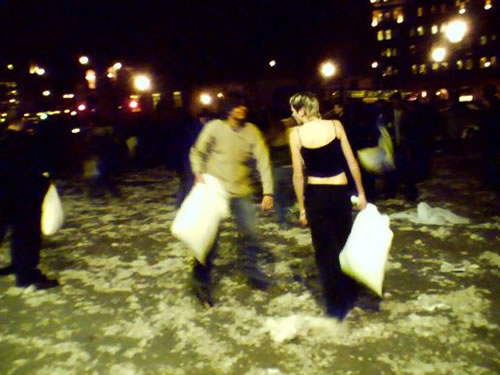 Photo: Pillow fight aftermath in London.
