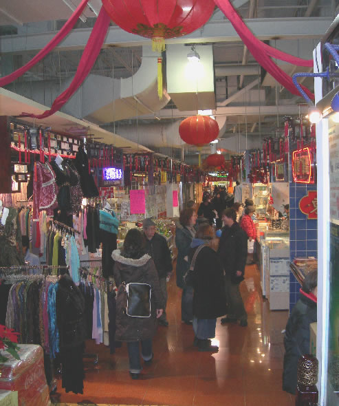 View of a hallway with stalls in the Pacific Mall, Toronto, Canada