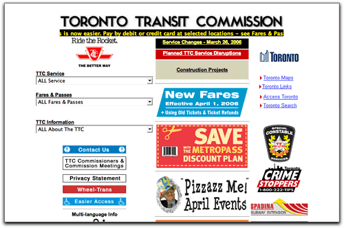 TTC official site, circa April 2006.