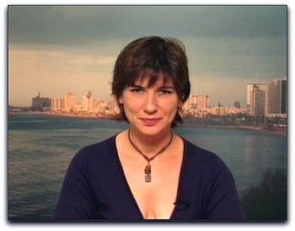 Still of video of interview of Lisa Goldman on Canada AM discussing the situation in Lebanon.