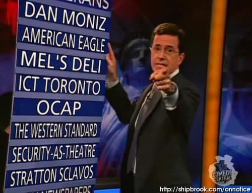 The 'On Notice' Board Generator, based on 'The Colbert Report'.