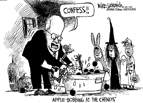 Comic: 'Apple-bobbing at the Cheneys'.