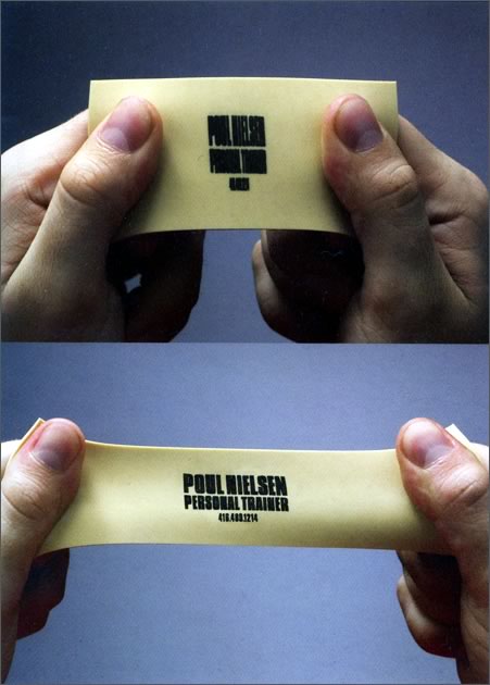Toronto-based trainer Poul Nielsen's stretchy business card.