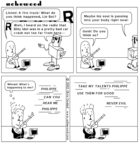 'Achewood' comic featuring the soul of Billy Idol from July 22, 2002.
