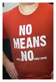 'NO MEANS have aNOther drink' t-shirt from Bluenotes.