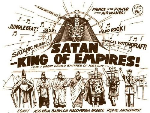Old comic graphic: 'Satan - King of Empires!