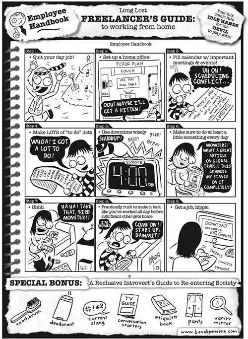 'Dirtfarm' comic: 'Long-lost Freelancer's Guide to Working at Home'.
