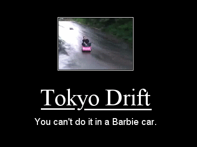 Animated graphic showing Barbie Car wipeout.