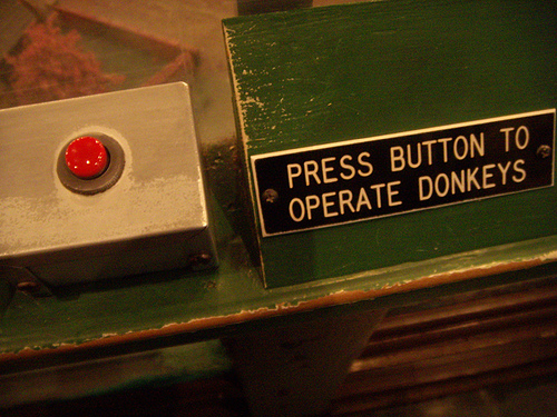 Press button to operate donkeys.