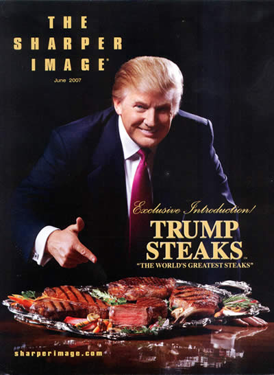 Sharper Image advertisement for Trump Steaks.