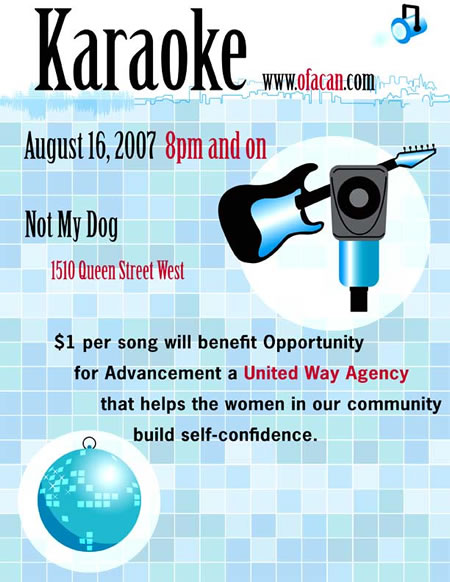 Poster for the August 16, 2007 Kickass Karaoke benefit for OFA