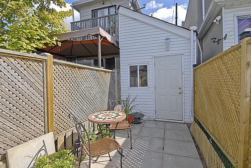 Patio of Toronto’s smallest house, looking towards the front.