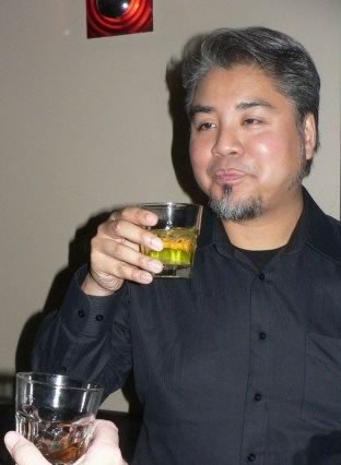 Joey deVilla having a Red Bull and vodka at his 40th birthday party