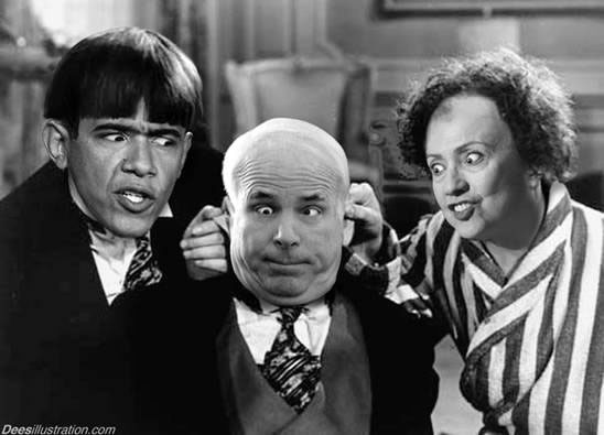 The Three Stooges, with Barack Obama’s, John McCain’s and Hillary Clinton’s faces.
