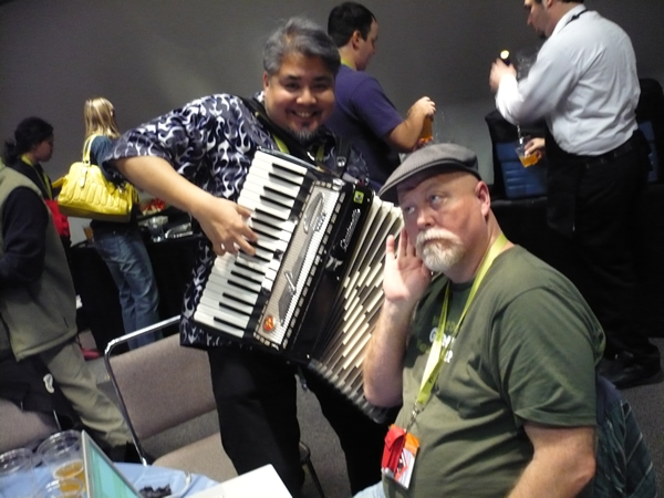 Joey devilla annoys Stowe Boyd with the accordion.