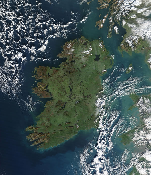 Satellite photo of Ireland