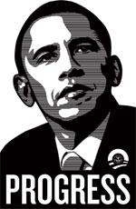 Obama black-and-white “Progress” poster