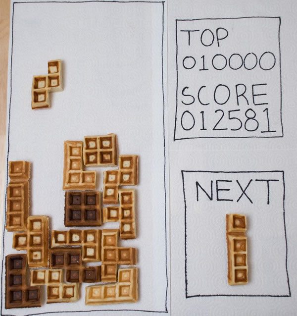 Tetris using waffle pieces