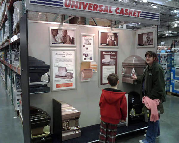 “Universal Caskets” section of Costco