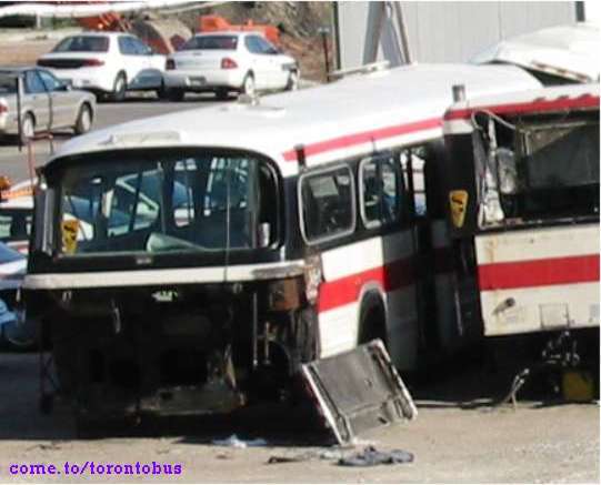 Wrecked TTC buses.