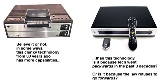 VCR vs. Tivo - in some ways, the VCR is more capable.