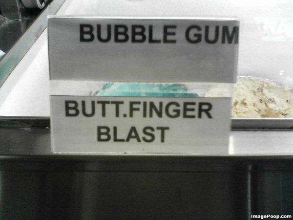 "Butt. Finger Blast" ice cream