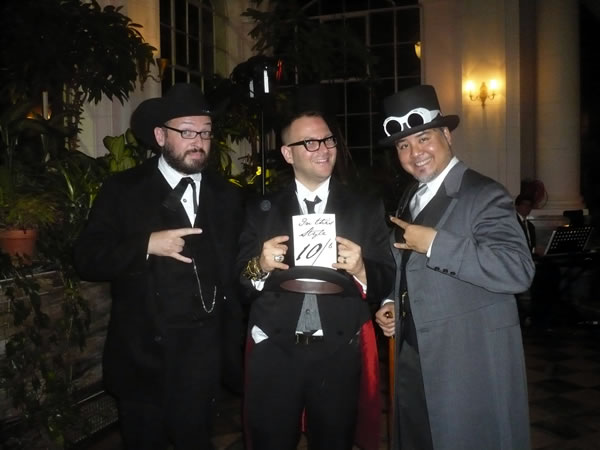 Danny O'Brien, Cory Doctorow and Joey deVilla at Cory's wedding