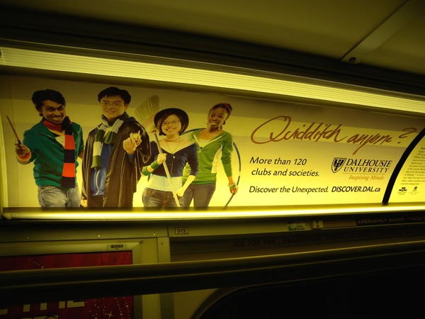 "Quidditch Anyone?" subway ad for Dalhousie University