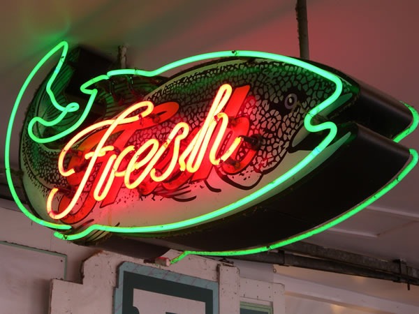 "Fresh" neon sign at Pike Place Market