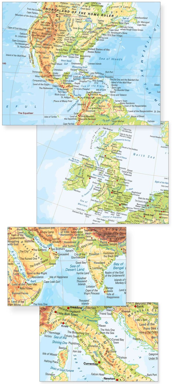 Samples of maps from the Atlas of True Names