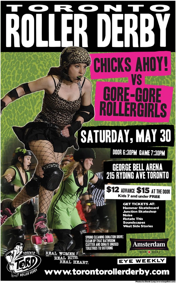 Poster for Toronto Roller Derby, May 30, 2009 - "Chicks Ahoy! vs Gore-Gore Rollergirls"