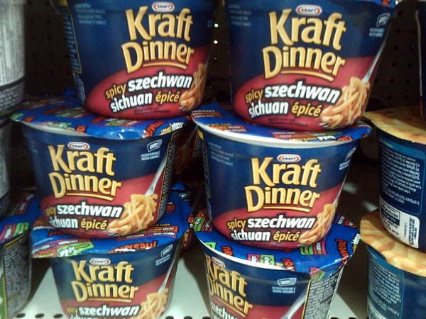 Packages of "Kraft Dinner Spicy Szechwan"