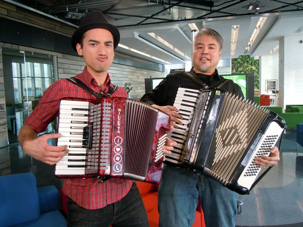 Carlos and Joey playing accordions