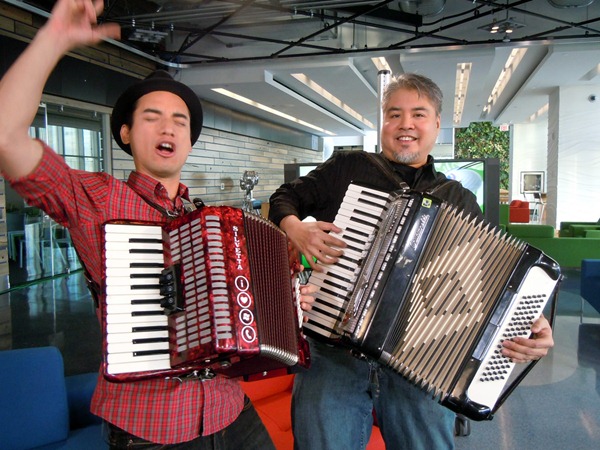 Carlos and Joey playing accordions