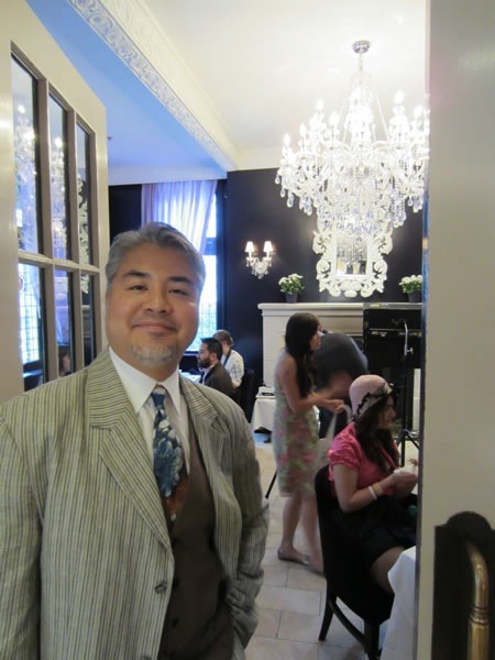 Joey deVilla, at the entrance to the Windsor Arms' tea room