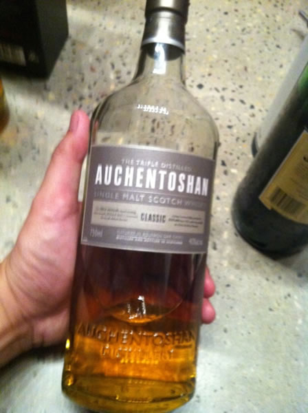 Bottle of Auchentoshan scotch