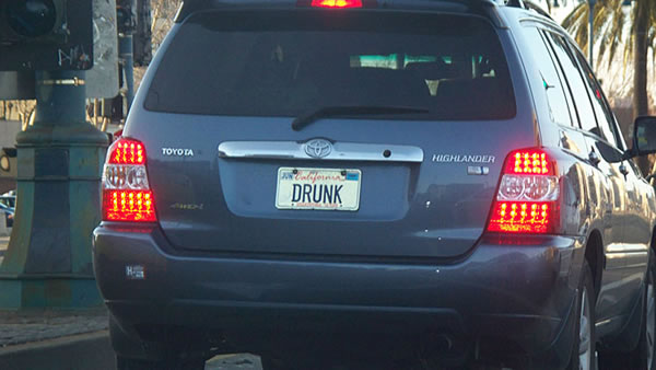 Drunk licencse plate