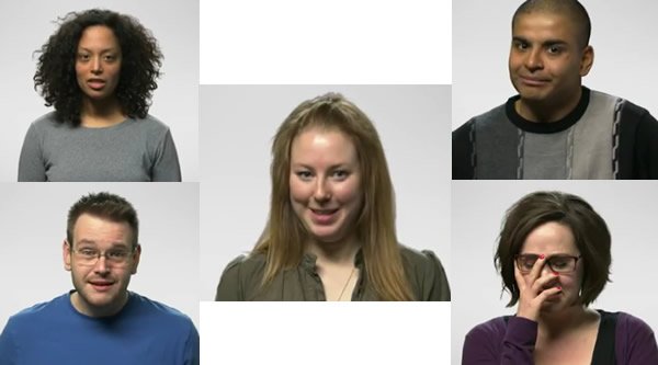 Face shots from the "I Never Thought I'd Vote PC" video