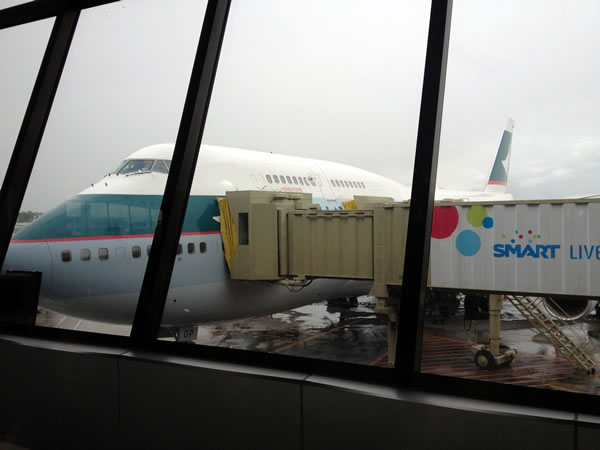 Cathay Pacific 747 parked at Ninoy Aquino International Airport