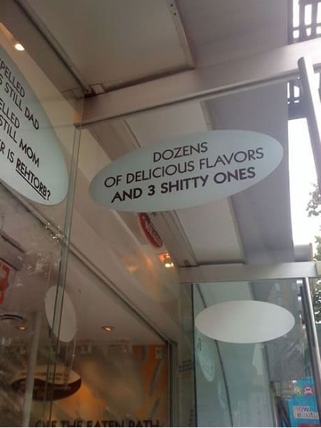 Storefront of Rice to Riches: 'Dozens of delicious flavors and 3 shitty ones.'