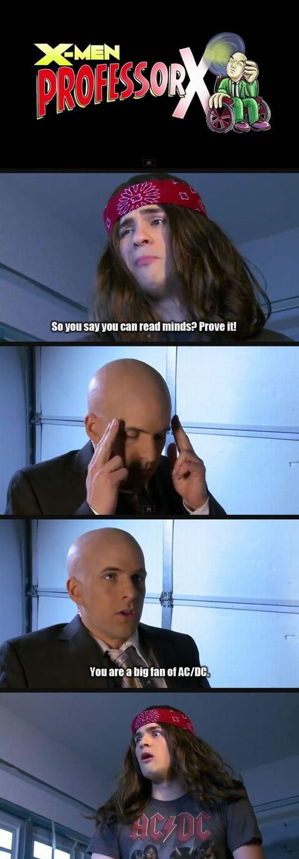 "Fumetti" style dialog between Professor X and a metalhead